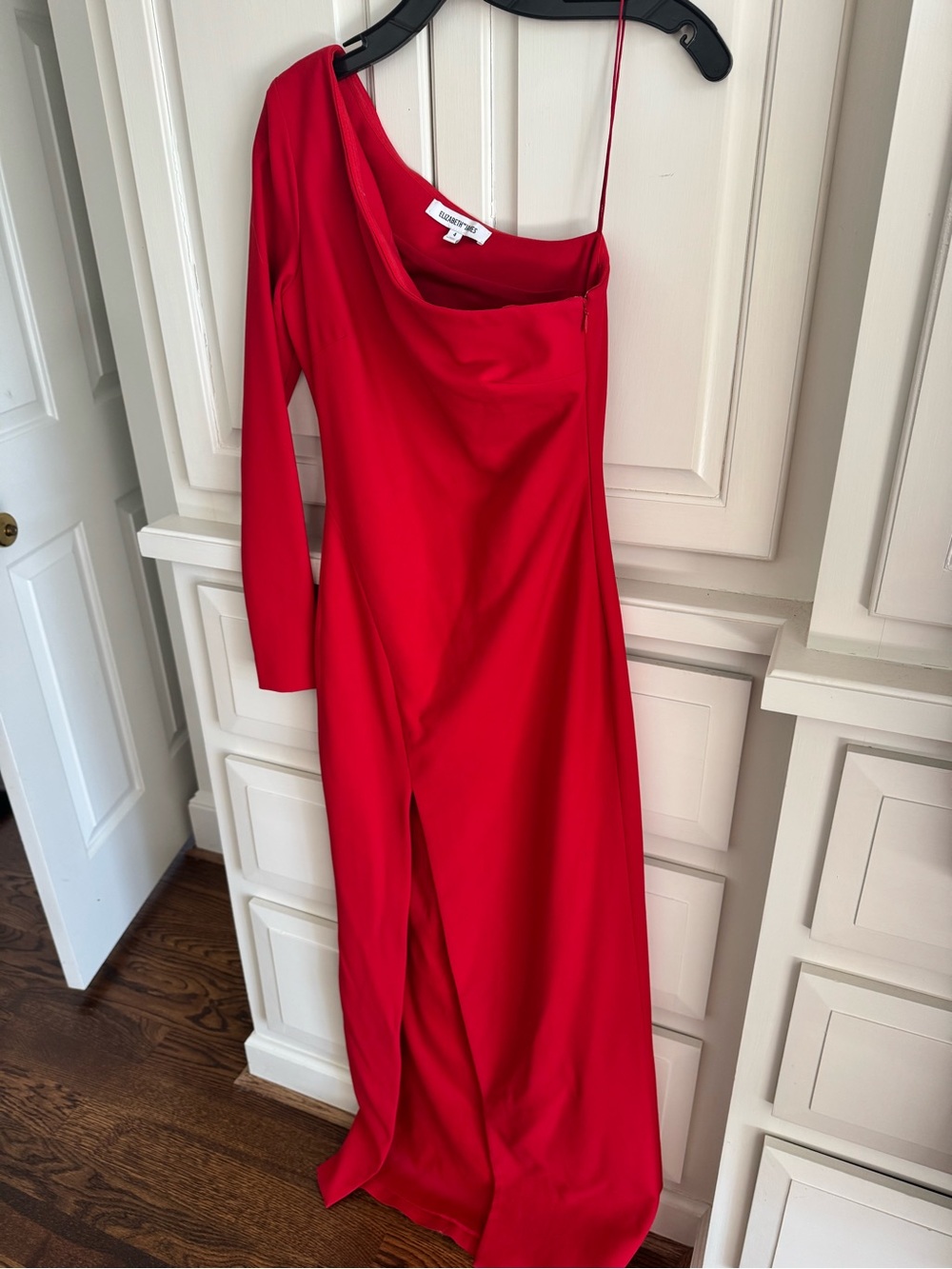 Elizabeth and James Red One-Shoulder Evening Gown